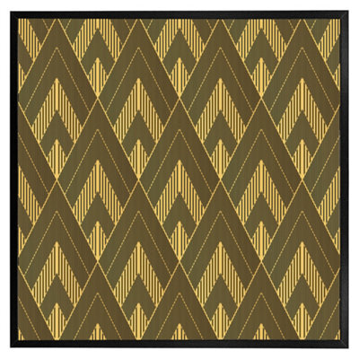 "Andrew Lee Black & Gold Striped Triangles (Picutre Frame) / 12X12"" / Brown" - image 1