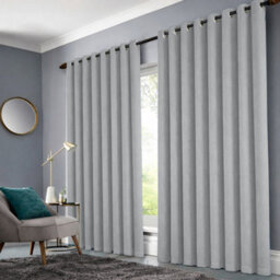 Bedlooms Grey Linen Curtain 100% Blackout Thermal Insulated Eyelet Curtain (Pair) 90 X 90 Inches With Tie Back Two - thumbnail 2