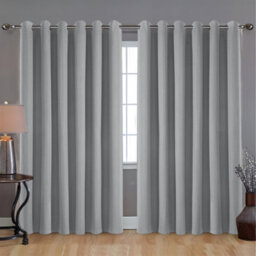 Bedlooms Grey Linen Curtain 100% Blackout Thermal Insulated Eyelet Curtain (Pair) 90 X 90 Inches With Tie Back Two - thumbnail 9