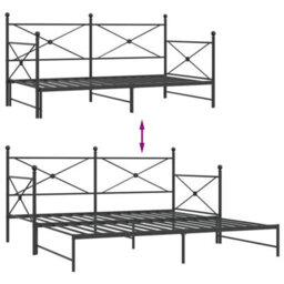 Berkfield Daybed With Trundle Without Mattress Black 100X200 Cm Steel - thumbnail 9