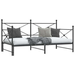 Berkfield Daybed With Trundle Without Mattress Black 100X200 Cm Steel - thumbnail 5