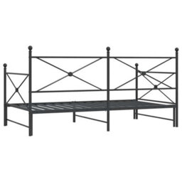 Berkfield Daybed With Trundle Without Mattress Black 100X200 Cm Steel - thumbnail 8