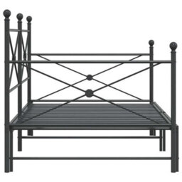 Berkfield Daybed With Trundle Without Mattress Black 100X200 Cm Steel - thumbnail 7