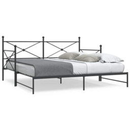 Berkfield Daybed With Trundle Without Mattress Black 100X200 Cm Steel