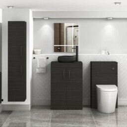 Royal Bathrooms Turin 800mm Freestanding Bathroom Vanity Unit With Sink 2 Door Hale Black & Milan Black Countertop Basin - thumbnail 3