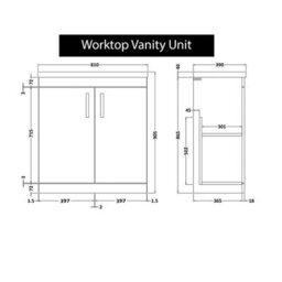 Royal Bathrooms Turin 800mm Freestanding Bathroom Vanity Unit With Sink 2 Door Hale Black & Milan Black Countertop Basin - thumbnail 6