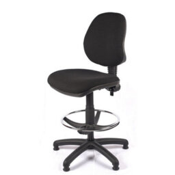 Medium Back Draughtsman Chair In Black Fabric - thumbnail 2