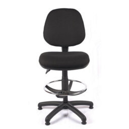 Medium Back Draughtsman Chair In Black Fabric - thumbnail 3