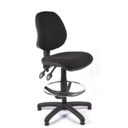 Medium Back Draughtsman Chair In Black Fabric - thumbnail 1