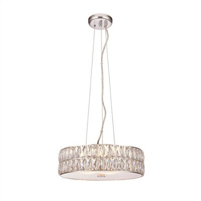 Luminosa Lighting Luminosa Verina Led 5 Light Cylindrical Pendant Chrome, Crystal Glass Detail