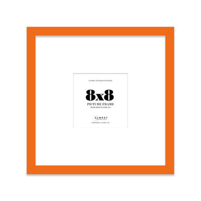 "8X8"" Orange Picture Frame - 8X8"" Square Frame With 5X5"" Mount For 8X8""/5X5"" Pictures Moderrn Style Thin Edge, 1 Pack" - image 1