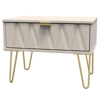 Pesaro Ready Assembled Cashmere 1 Drawer Side Table (H)410mm (W)395mm - image 1