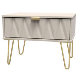Pesaro Ready Assembled Cashmere 1 Drawer Side Table (H)410mm (W)395mm - thumbnail 1