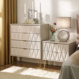 Pesaro Ready Assembled Cashmere 1 Drawer Side Table (H)410mm (W)395mm - thumbnail 2