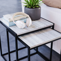 Lassic Vida Designs Brooklyn Grey Nest Of Tables Set Of 2 Industrial Design Coffee Side End Table - thumbnail 3