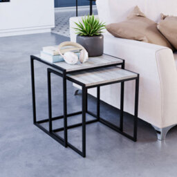 Lassic Vida Designs Brooklyn Grey Nest Of Tables Set Of 2 Industrial Design Coffee Side End Table - thumbnail 1