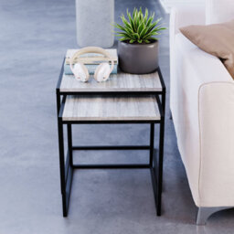 Lassic Vida Designs Brooklyn Grey Nest Of Tables Set Of 2 Industrial Design Coffee Side End Table - thumbnail 4
