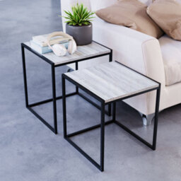 Lassic Vida Designs Brooklyn Grey Nest Of Tables Set Of 2 Industrial Design Coffee Side End Table - thumbnail 5