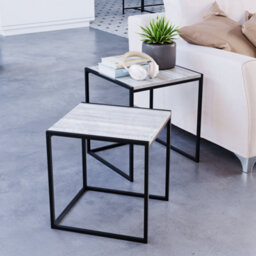 Lassic Vida Designs Brooklyn Grey Nest Of Tables Set Of 2 Industrial Design Coffee Side End Table - thumbnail 6