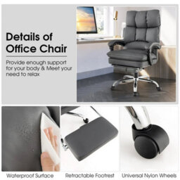 Office Desk Chair Ergonomic Padded Reclining Chair With Retractable Footrest - thumbnail 6