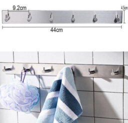 3M Self-Adhesive Hook, Towel Hook For Bathroom, Wall-Mounted Hook Without Drilling, Stainless Steel (6 Hooks) - thumbnail 5