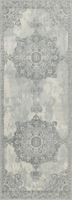 Livabliss Monaco-Vintage Grey Ivory Traditional Boho Living Dining Bedroom Rug 80 X 220 Cm Easy Care, Non Shedding - image 1