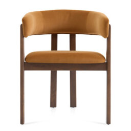 Amara Caramel Brown Velvet Dining Chair With Walnut Effect Ash Solid Wood Frame