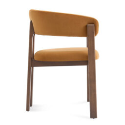 Amara Caramel Brown Velvet Dining Chair With Walnut Effect Ash Solid Wood Frame - thumbnail 2
