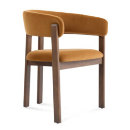 Amara Caramel Brown Velvet Dining Chair With Walnut Effect Ash Solid Wood Frame - thumbnail 5