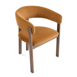 Amara Caramel Brown Velvet Dining Chair With Walnut Effect Ash Solid Wood Frame - thumbnail 6