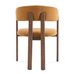 Amara Caramel Brown Velvet Dining Chair With Walnut Effect Ash Solid Wood Frame - thumbnail 3