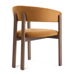 Amara Caramel Brown Velvet Dining Chair With Walnut Effect Ash Solid Wood Frame - thumbnail 4
