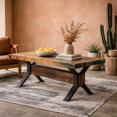 Wyld Haus Seattle Reclaimed Wood And Metal Coffee Table 1100 X 400 mm - image 1
