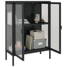 Vidaxl Sideboard Black 75X35X105 Cm Glass And Steel - thumbnail 5