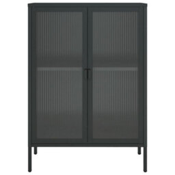 Vidaxl Sideboard Black 75X35X105 Cm Glass And Steel - thumbnail 6