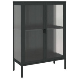 Vidaxl Sideboard Black 75X35X105 Cm Glass And Steel - thumbnail 2