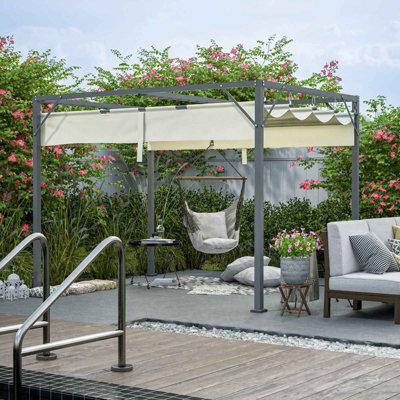 Birchtree 3X2M Pe Canopy Pergola Steel Frame Adjust Shade Pergola Shelter Backyard Beige - image 1