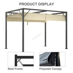 Birchtree 3X2M Pe Canopy Pergola Steel Frame Adjust Shade Pergola Shelter Backyard Beige - thumbnail 5