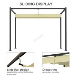 Birchtree 3X2M Pe Canopy Pergola Steel Frame Adjust Shade Pergola Shelter Backyard Beige - thumbnail 4