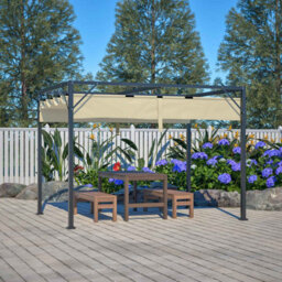 Birchtree 3X2M Pe Canopy Pergola Steel Frame Adjust Shade Pergola Shelter Backyard Beige - thumbnail 7