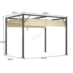 Birchtree 3X2M Pe Canopy Pergola Steel Frame Adjust Shade Pergola Shelter Backyard Beige - thumbnail 3