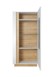 Arte Arco Contemporary Display Cabinet 1 Hinged Door 3 Shelves White Gloss & Oak Grandson For Modern Living (H)1540mm (W)720mm (D)400mm - thumbnail 2