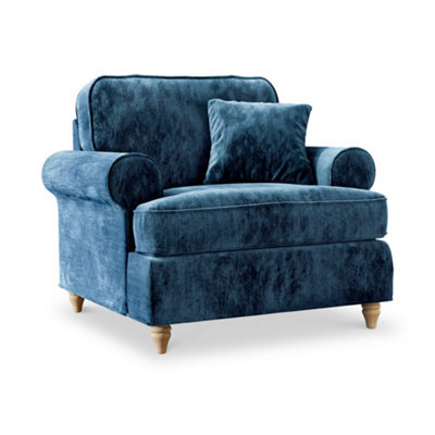 Alfie Navy Blue Armchair For Living Room - Fully Assembled By Roseland Furniture - image 1