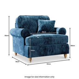 Alfie Navy Blue Armchair For Living Room - Fully Assembled By Roseland Furniture - thumbnail 7