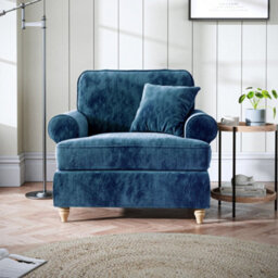 Alfie Navy Blue Armchair For Living Room - Fully Assembled By Roseland Furniture - thumbnail 2