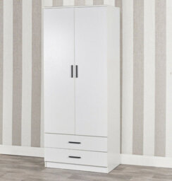 Urbn-Living Urbnliving Height 180Cm 4 Piece Wooden Bedroom Set White Wardrobe Chest Cabinet Bedside Table Clothes Storage - thumbnail 4