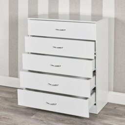 Urbn-Living Urbnliving Height 180Cm 4 Piece Wooden Bedroom Set White Wardrobe Chest Cabinet Bedside Table Clothes Storage - thumbnail 6