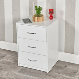 Urbn-Living Urbnliving Height 180Cm 4 Piece Wooden Bedroom Set White Wardrobe Chest Cabinet Bedside Table Clothes Storage - thumbnail 7