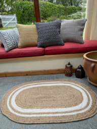 Second Nature Online Khidakee Oval Border Natural Rug Hand Woven Jute / 60 Cm X 90 Cm - thumbnail 3