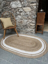 Second Nature Online Khidakee Oval Border Natural Rug Hand Woven Jute / 60 Cm X 90 Cm - thumbnail 2